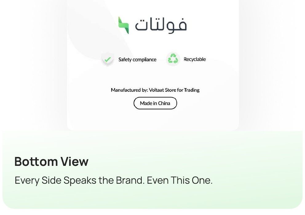 Bottom view: every side speaks the brand