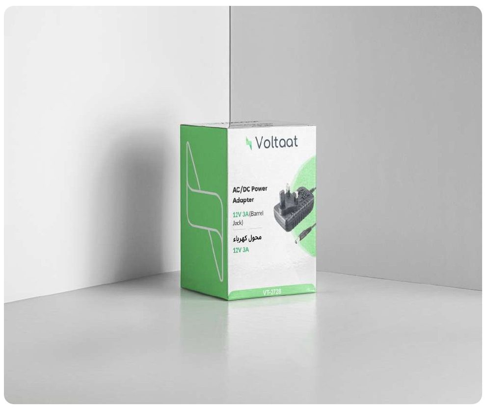 Voltaat box mockup, front